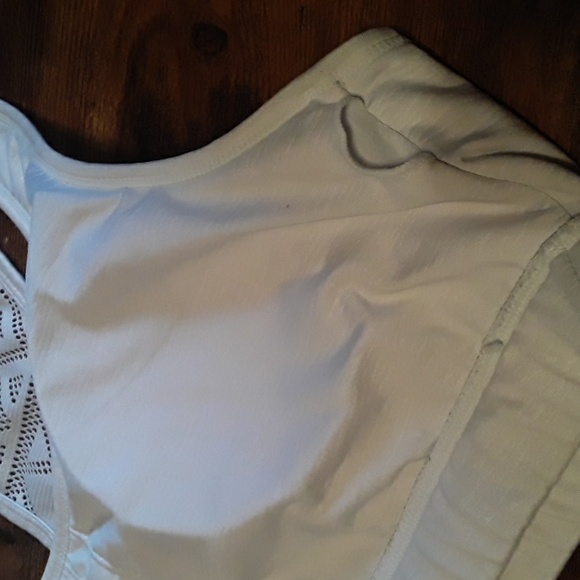 ZYIA Active XL White Padded Sports Bra Comfy Boho Detail Racerback - Picture 10 of 13